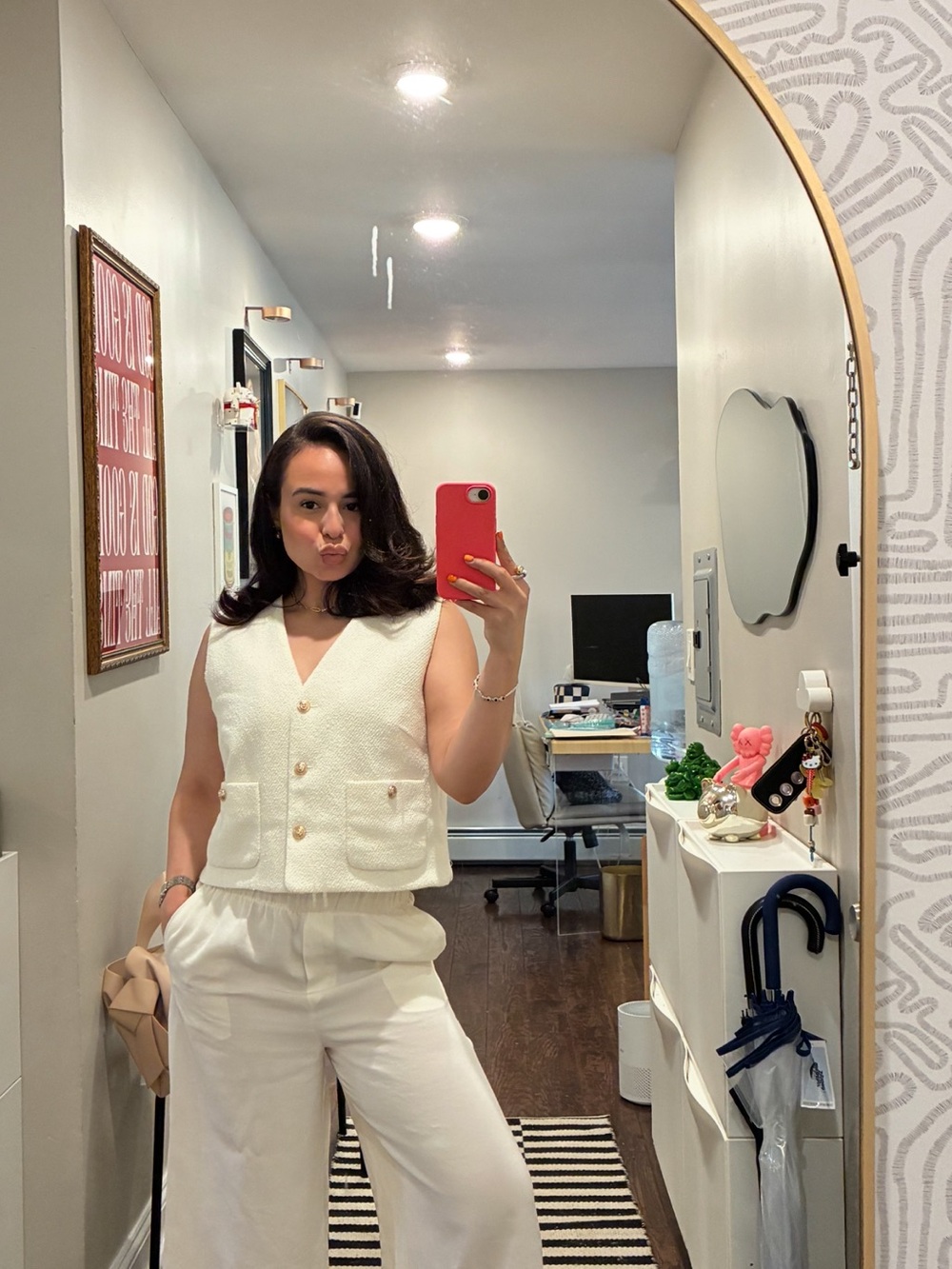 H&M Cream Textured Button-Front Vest
